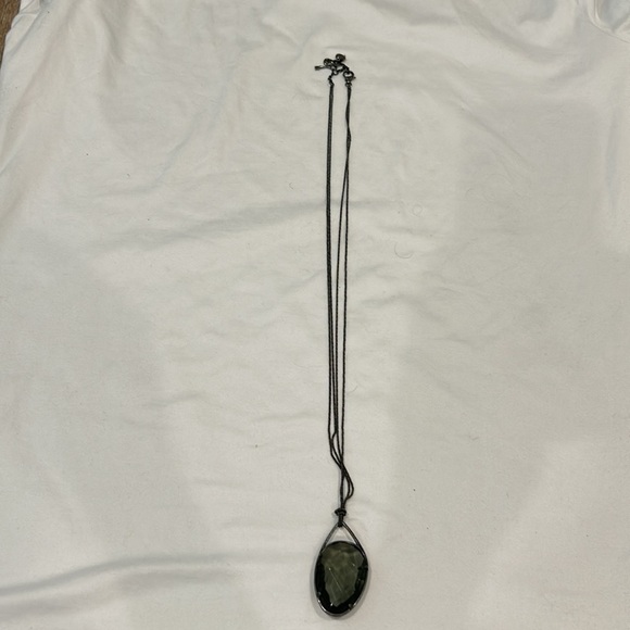 Fossil Pendant Necklace Clear Black Stone. Black Chain - Picture 3 of 3